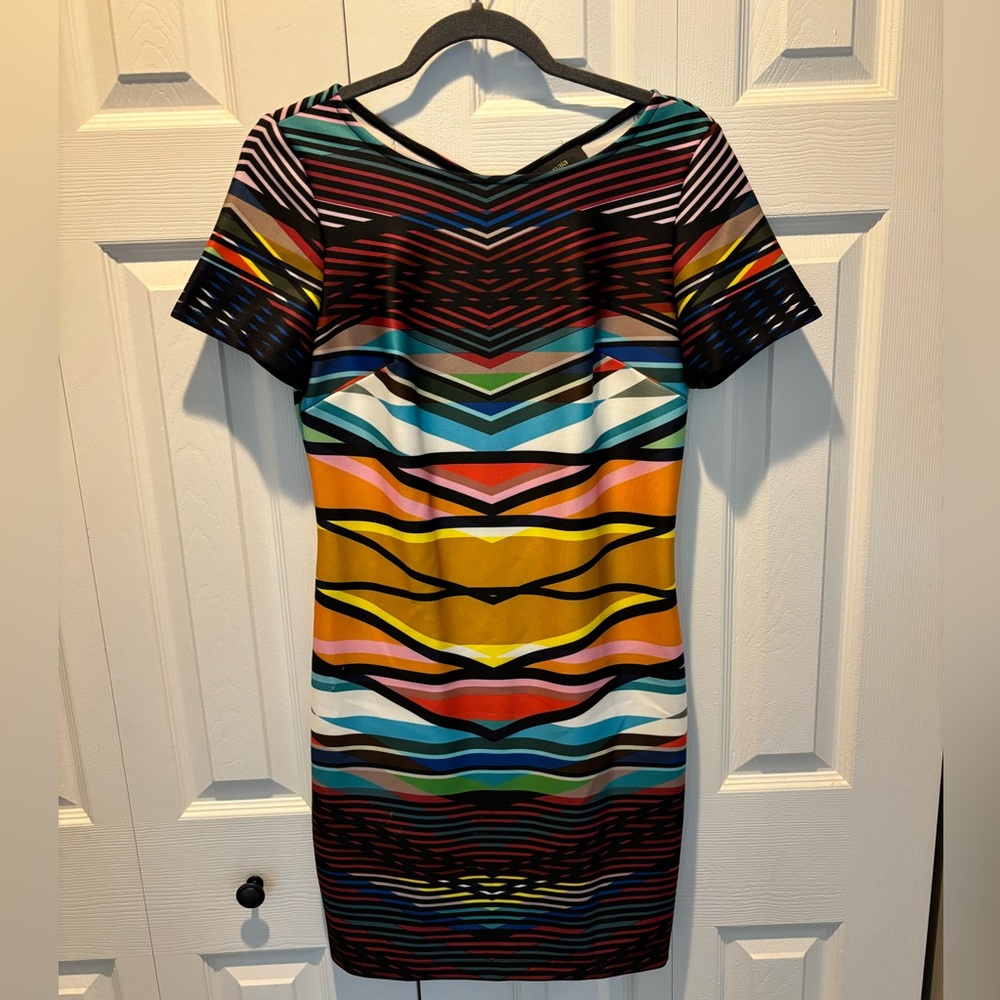 Short Sleeve Abstract Work Dress